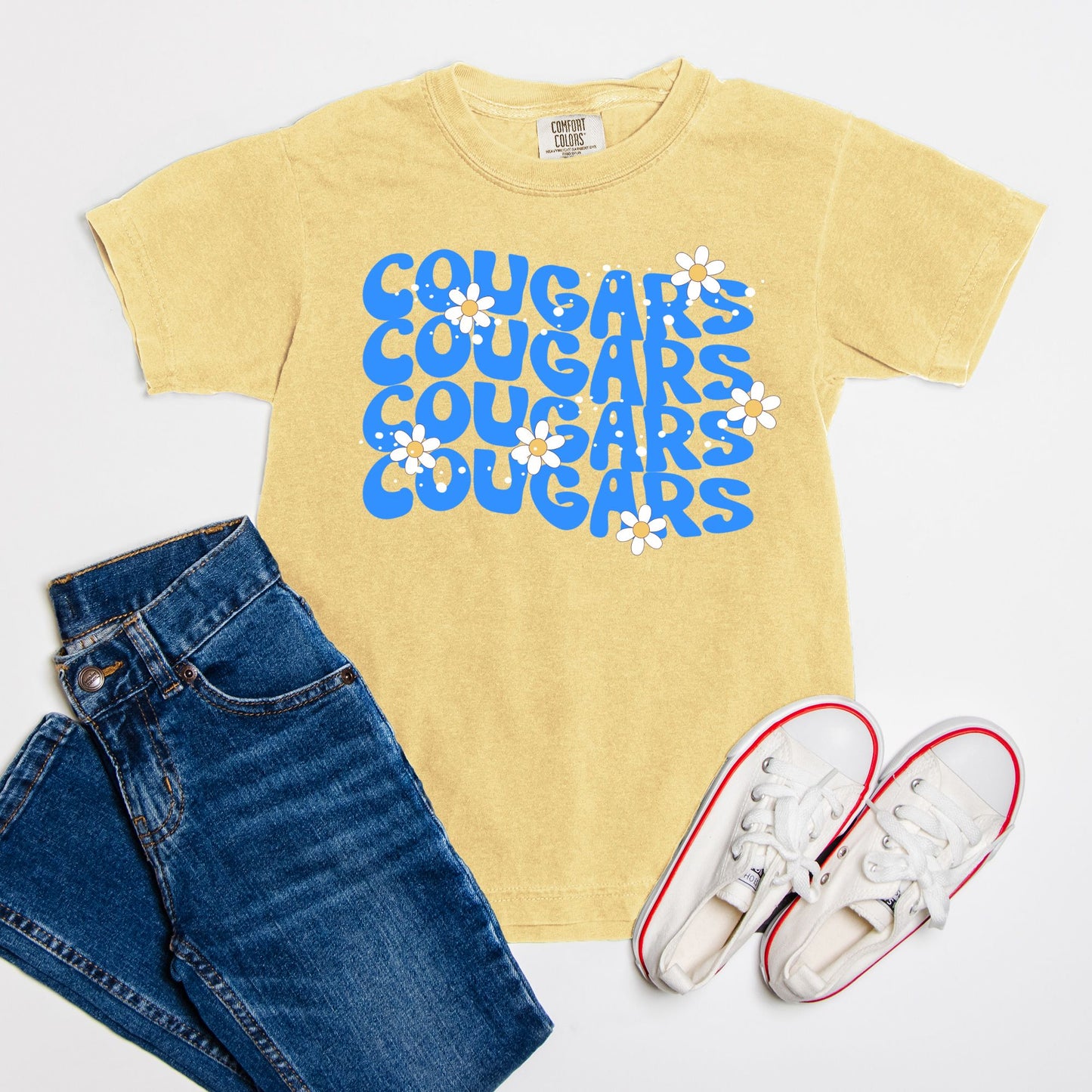 Cougars Daisy Comfort Color Youth Tee 9018