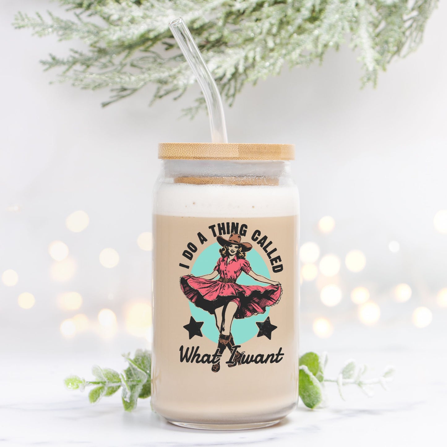 Sassy Cowgirl Glass Can 16oz