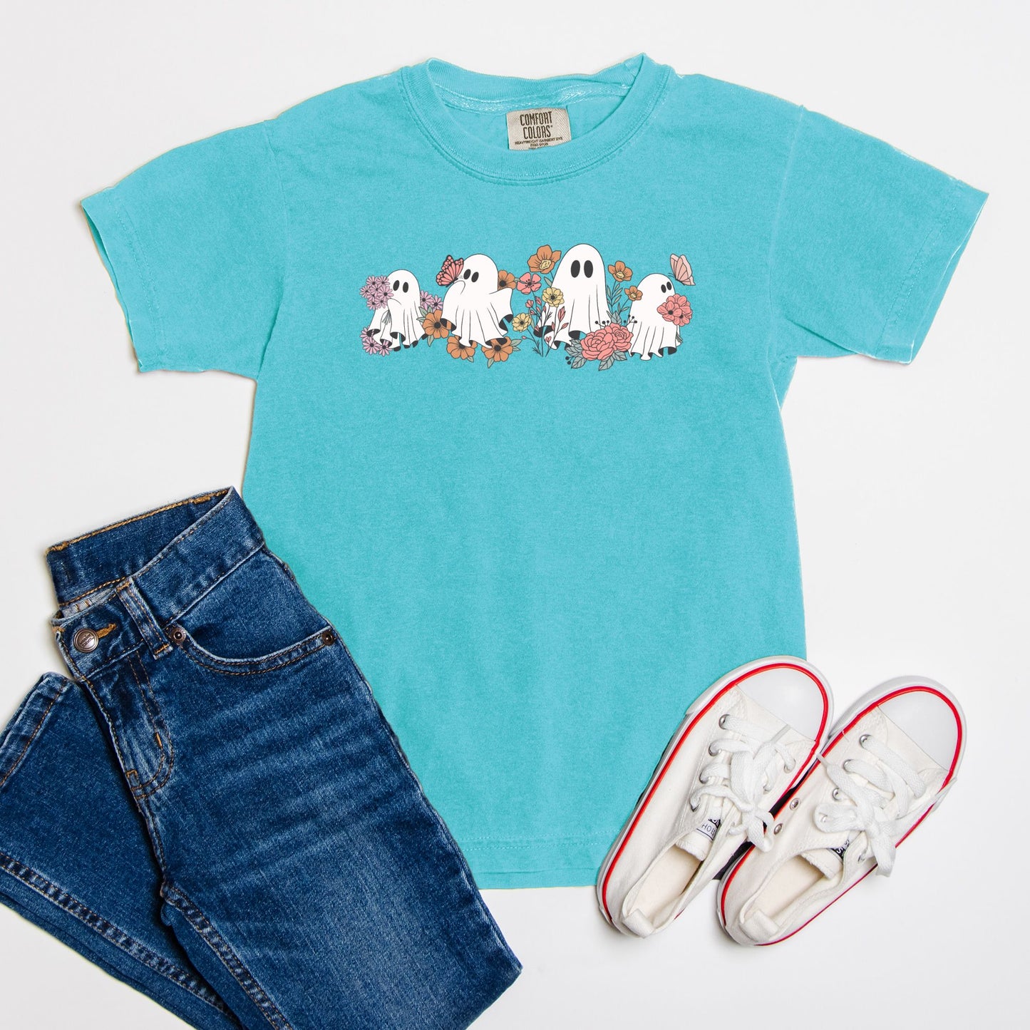 Floral Ghosties Comfort Color Youth Tee