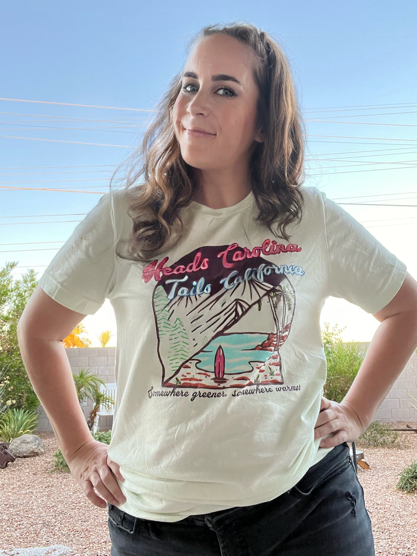 Heads Carolina Tails California 90s Country Music Tee