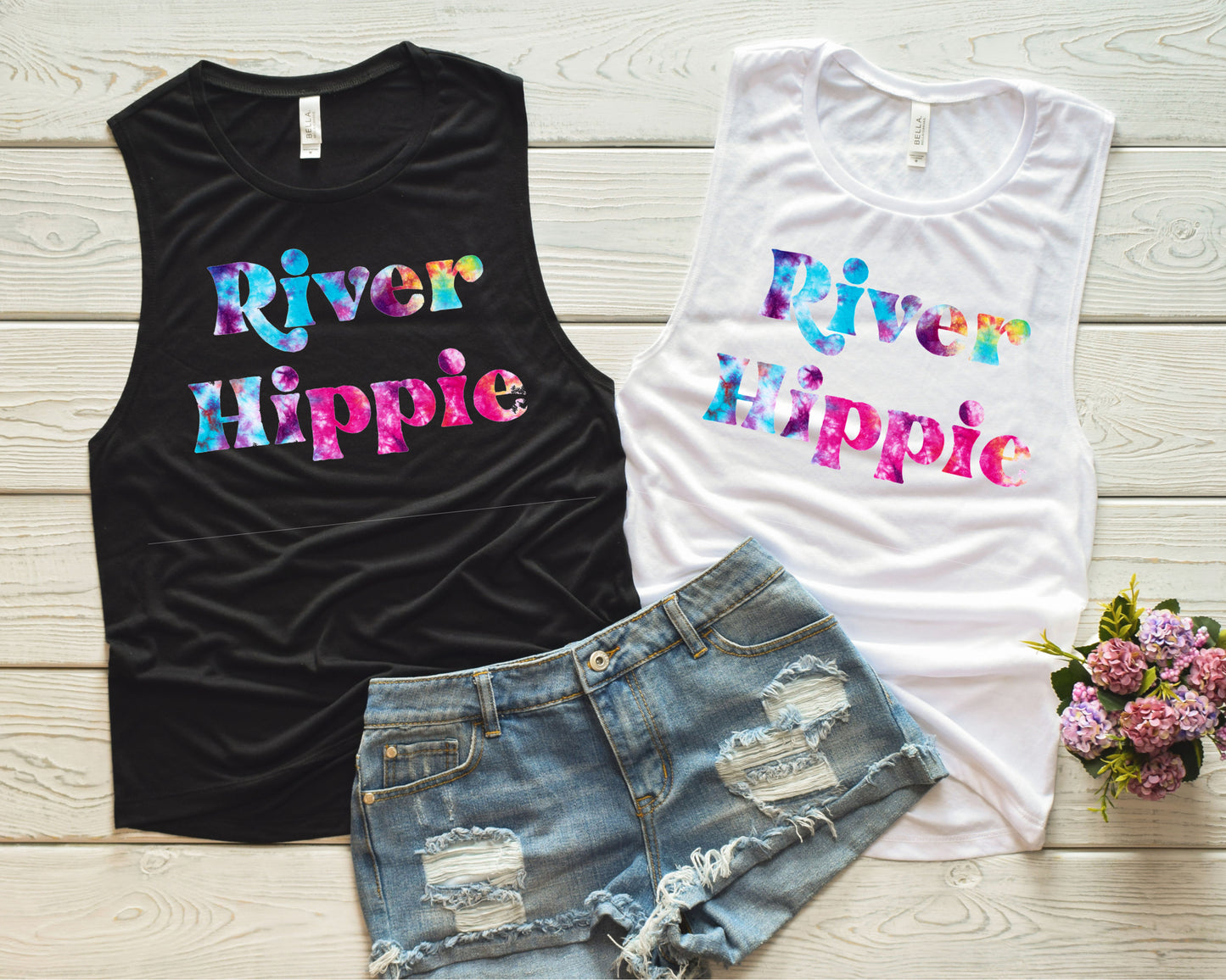 River Hippie Ladies’ Muscle Tank | Summer Tank | River Tank | Float Trip Shirt | Summer Vacation | Tie Dye Tank