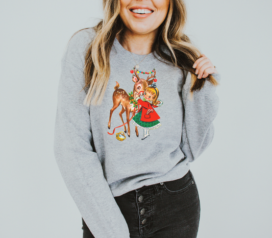 Vintage Christmas Reindeer Unisex Sweatshirt