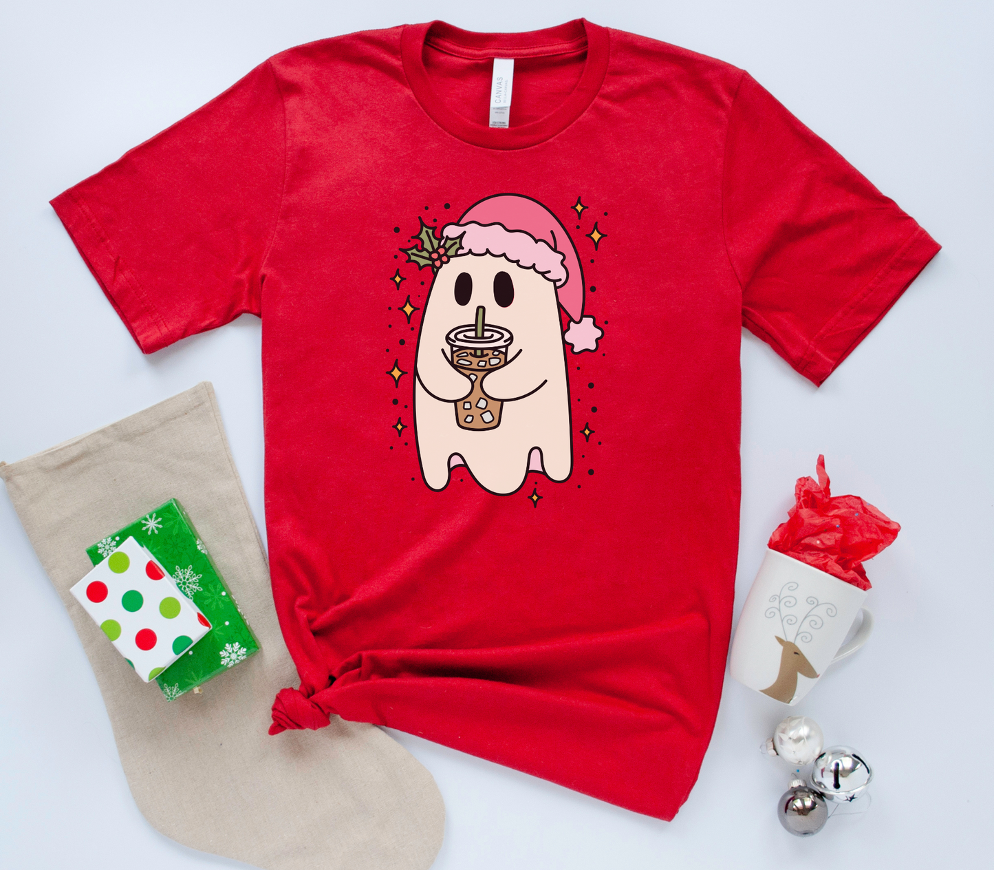 Caffeinated Christmas Ghost Comfort Colors Tee