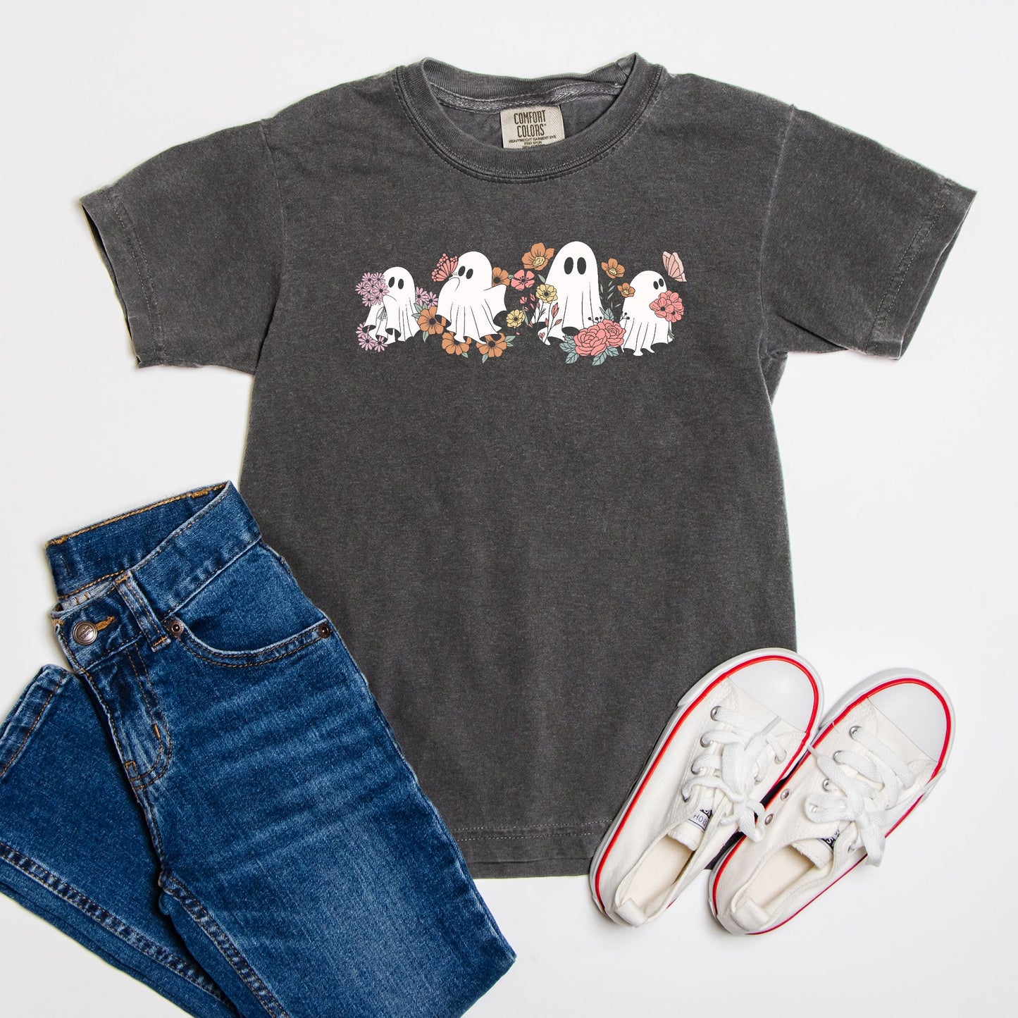 Floral Ghosties Comfort Color Youth Tee