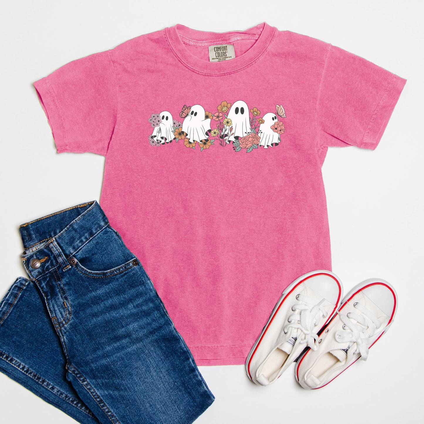Floral Ghosties Comfort Color Youth Tee