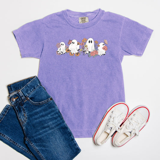 Floral Ghosties Comfort Color Youth Tee
